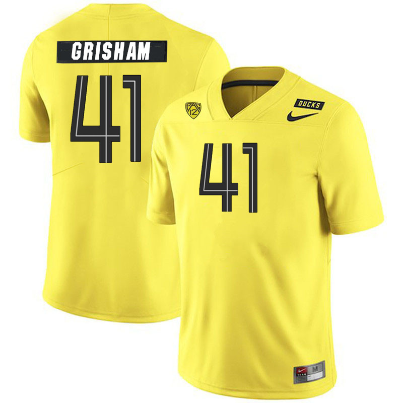 Men #41 Zach Grisham Oregon Ducks College Football Jerseys Stitched Sale-Yellow - Click Image to Close